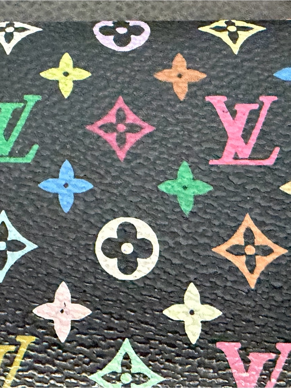 Louis Vuitton Porte Monnaie Plat Black Multicolor Monogram Canvas - Picture 2 of 7